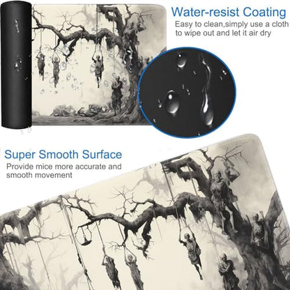 JVGFYNKL MTG Playmat + Drawstring Travel Pouch + 6 Dice Counter, for Tabletop Trading Card Game Playmats or Large Mouse Pad, Anti-Slip Rubber 24 x 14 in, Tree of Death, Skeleton TCG Playmat - color: JV-Playmat-1-F-172