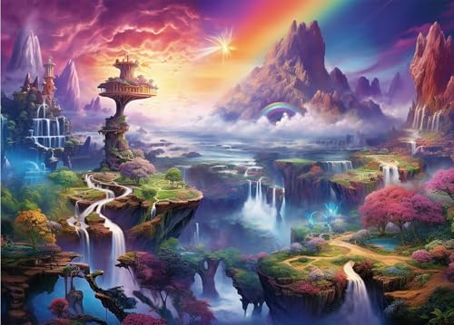 1000 Piece Jigsaw Puzzle for Adults, Fairyland with Poster, Fits Perfectly Between Them, Letters on the Back, Dust Free, Gift for Elderly (70 x 50 cm) - color: Fairyland