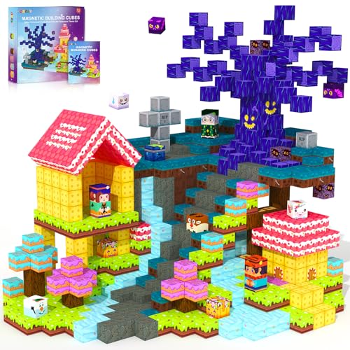 Magnetic Blocks Building Cubes, Magnetic Tiles Kids Montessori Sensory Toys & Games for 3 4 5 6 7 8 9 10 11 12 13 Year Old Boys Girls, Kids Toddler Halloween Decorations Party Favors Birthday Gifts - color: Color-8