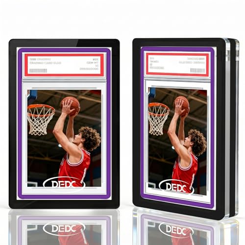 DEDC 2-Pack Graded Card Acrylic Display Case for Slab Guard 99.6% UVR & 99.8% Clarity 3.2cm Thick Magnetic Standing Independently Display Box for Sport & TCG Trading Card Black Frame with 1 Cloth - color: Black, size: Fit for PSA Slab Guard