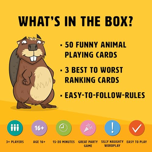 Ginger Fox: Giant Beaver Tiny Ass - Adult Party Card Game, Top Trump Your Opponents for The Win, It’s Dam Funny, Animals & Nature, Ages 16+, 3+ Player - style: Giant Beaver