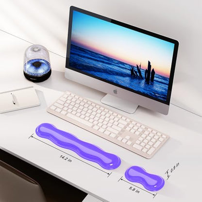 MOKURU Gel Keyboard and Mouse Wrist Rest Set, Comfort Ergonomic Wrist Support, for Wrist Pain Relief, Computer Keyboard Wrist Rest (Purple) - color: Purple