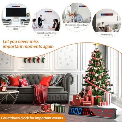 LED Countdown Clock, 999 Days, 23 Hours, 59 Minutes, 59 Seconds, Event Countdown Clock/Factory Accepts Your Exclusive Customization (2.1 inches 3 Blue+6 red)