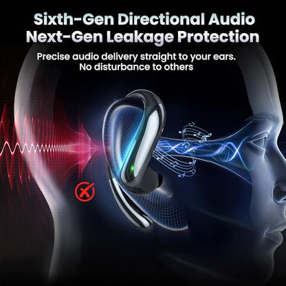 Wireless Earbuds Bluetooth 6.0 Headphone, Sport Bluetooth Earbuds Stereo Deep Bass Over Ear Bud with Earhooks,Active Noise Cancellation, Bluetooth Headphones for Gym/Running/Workout Black - color: Black