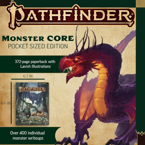 Pathfinder Monster Core Pocket Edition - Tabletop RPG Rulebook | 6.7" x 8.4" Softcover | Over 400 Creatures | Second Edition Remaster | Ages 16+ | 376 Pages