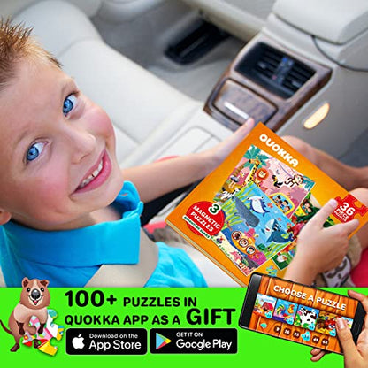 Magnetic Puzzles for Toddlers 3-5 - Kids Travel Toys for Boys and Girls | 36 Pieces Sudoku Toddler Puzzles Ages 2-4 – Animal Jungle Sea Travel Games for Kids 4-6 – Car Airplane Road Trip Games - color: 2. Jungle 36 Pcs