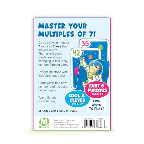 Melon Rind Jump 7, Math Game for Kids Learning Multiples of 7, Lively, Space-Themed Card Game, Quick, Fun Activity for Boosting Math Confidence, Easy to Learn, Ages 8+ - style: Multiples of 7