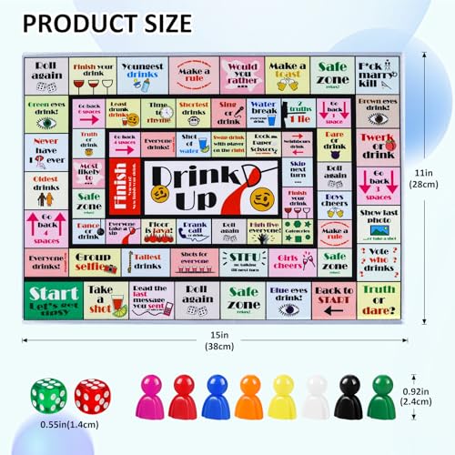 Fofeadm Drinking Board Games for Adults, Rubber Mat Drinking Board Game, Funny Party Interactive Drinking Games for Game Night, Birthday, Family Play or Any Occasion, Age 21+, 2-8 Players