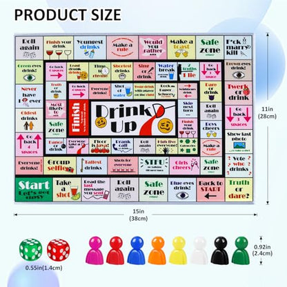 Fofeadm Drinking Board Games for Adults, Rubber Mat Drinking Board Game, Funny Party Interactive Drinking Games for Game Night, Birthday, Family Play or Any Occasion, Age 21+, 2-8 Players