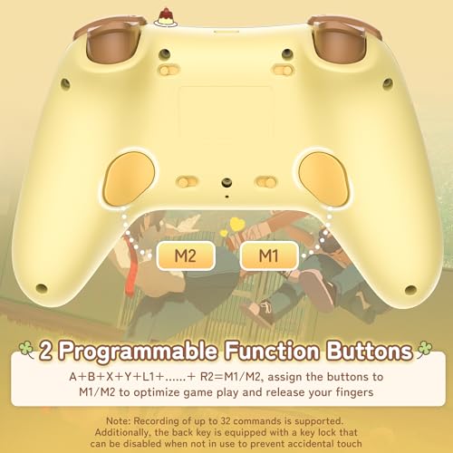 Kuitmor Pompompurin Switch Pro Controller, Cute Hall Effect Wireless Gamepad No Drift for Switch 2/Switch/OLED/Lite, PC/Steam, Android, iOS, Bluetooth + Wired, Turbo, Back Buttons, 6-Aixs Gyro, Wake-up, RGB (Yellow, Without 2.4g Receiver) - color: Yellow