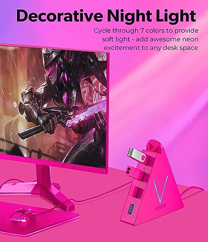 USB Hub 3.0, JoyReken 4-Port USB Splitter for Laptop, Ps4 Keyboard and Mouse Adapter Compatible with Xbox, PC, MacBook, Surface Pro, Flash Drive, HDD, Console, Printer, Camera,Keyborad,Mouse, Hot Pink - color: HotPink-A