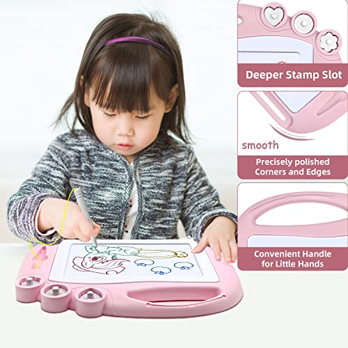 AiTuiTui Magnetic Drawing Board Toddler Toys for Girl Gifts, Erasable Doodle Sketching Writing Pad Travel Games for Kids in Car, Early Education Learning Skill Development Toys for Toddlers - color: Light Pink