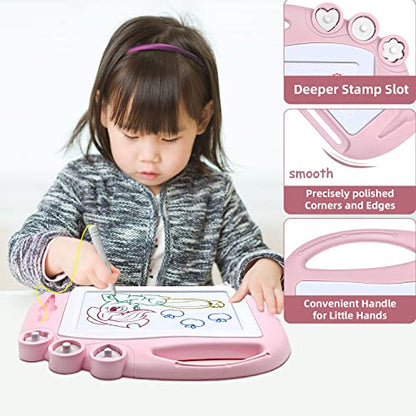 AiTuiTui Magnetic Drawing Board Toddler Toys for Girl Gifts, Erasable Doodle Sketching Writing Pad Travel Games for Kids in Car, Early Education Learning Skill Development Toys for Toddlers - color: Light Pink