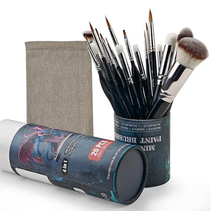 Miniature Paint Brushes Dry Brush, 20PCS Fine Detail Paint Brush Set for Blending, Dusting, Acrylic Oil Watercolor Painting, Model Painting, Crafts, Paint by Numbers - size: 20 Brushes