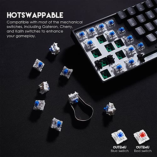 FANTECH Maxfit61 RGB 60% Gaming Keyboard - Hot Swappable Blue Switches, Black - color: BlueSW(Clicky)-Black