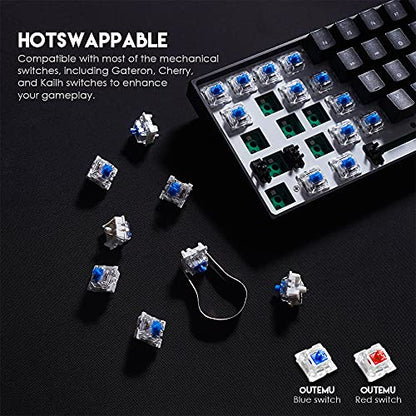 FANTECH Maxfit61 RGB 60% Gaming Keyboard - Hot Swappable Blue Switches, Black - color: BlueSW(Clicky)-Black