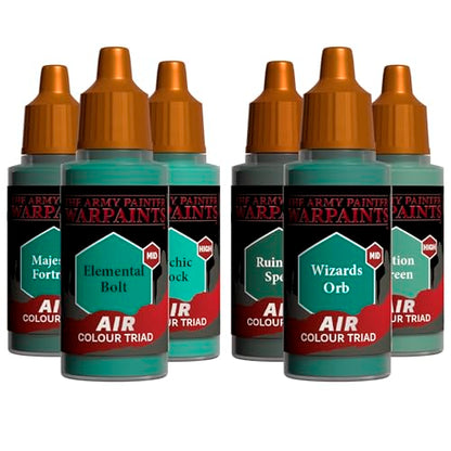 The Army Painter, Air Triads Teals, 6 x 18 ml Warpaints Air | Colori acrilici pre-diluiti per aerografo, per miniature D&D e Warhammer - color: Teals