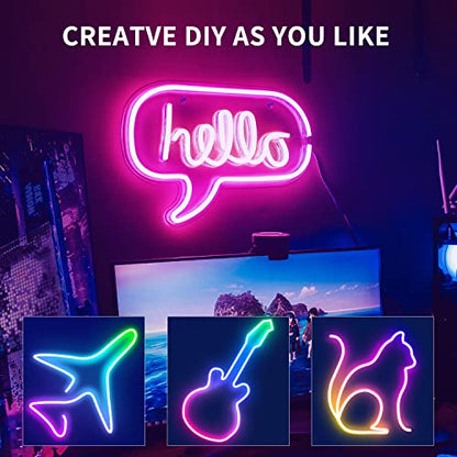 segrass 50ft RGB LED neon Rope Lights LED neon Strip Lights with Remote Control/APP Control IP65 24V Waterproof Flexible Neon LED Strip Lights,Led Lights for Bedroom Room Outdoors Décor - size: 50FT