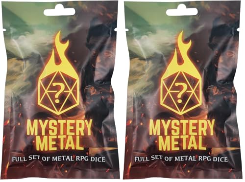 Forged Dice Co. Mystery Metal Dice Bag DND Dice Set Blind Surprise Bag - Contains 1 Complete Set of 7 Metal Dice D4, D6, D8, D10, D12, D20, D% for RPG Board Game and DND Accessories (Pack of 2) - size: 20mm (Pack of 2)