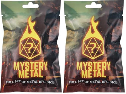Forged Dice Co. Mystery Metal Dice Bag DND Dice Set Blind Surprise Bag - Contains 1 Complete Set of 7 Metal Dice D4, D6, D8, D10, D12, D20, D% for RPG Board Game and DND Accessories (Pack of 2) - size: 20mm (Pack of 2)