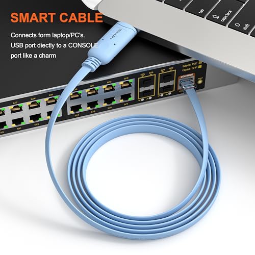 USB Console Cable,USB to RJ45 Console Cable for Cisco Routers/AP Router/Switch Windows, Mac, Linux(1.8m,Blue) - size: 6 ft