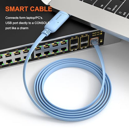 USB Console Cable,USB to RJ45 Console Cable for Cisco Routers/AP Router/Switch Windows, Mac, Linux(1.8m,Blue) - size: 6 ft