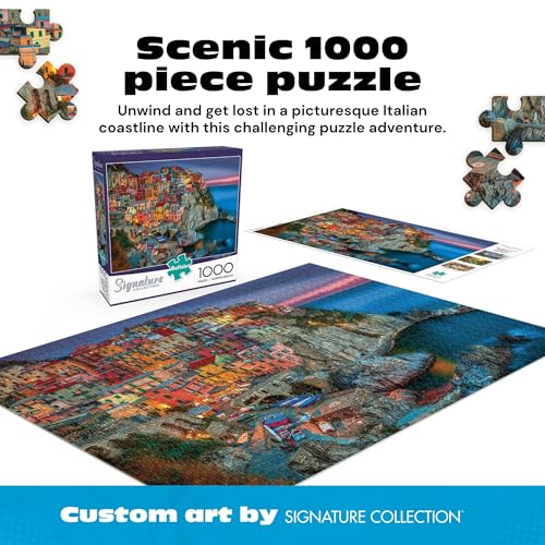 Buffalo Games Peter Stewart, Cinque Terre, 1000 Piece Adult Jigsaw Puzzle | Cinque Terre Seaside Scene, Poster Included, Precision-Cut Pieces, Made in USA, Thicker Board