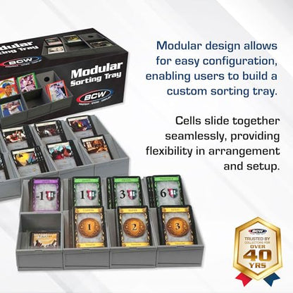 BCW Modular Card Sorting Tray - 2ct | Customizable Display and Storage Grid TCG Sorting Tray | Ideal for Sports Cards, Magic the Gathering, Pokémon, and More - style: 12 Cells