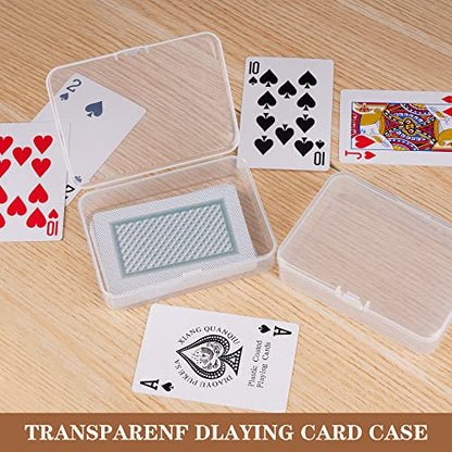 Playing Card Deck Cases 8Pcs Clear Plastic Playing Card Boxes Snaps Closed Poker Gaming Holder Plastic Storage Box Trading Card Box Card Storage Organizer 4.1 x2.95in for Bank Business Game Card