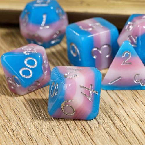 DND Dice Set Blue-Pink Polyhedral Dice Set for D&D Tabletop Games | Leather Storage Bag, DM Gift, for Dungeons and Dragons Role Playing Games - color: Blue&pink5