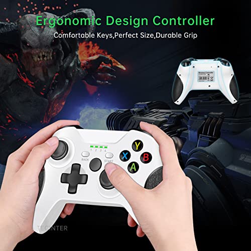 TECTINTER XB1 Controller Wireless, 2.4GHZ Game Controller Compatible with XB/One S/One X/One Series X/S/Elite/PC Windows 7/8/10/PS3, Built-in Dual Vibra - color: Premium White