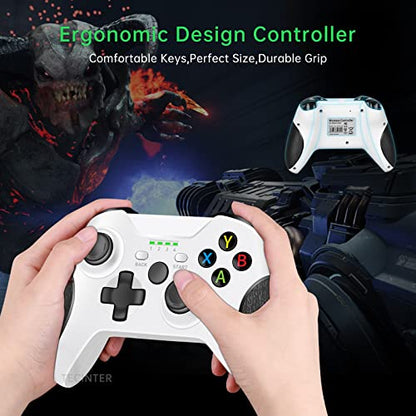 TECTINTER XB1 Controller Wireless, 2.4GHZ Game Controller Compatible with XB/One S/One X/One Series X/S/Elite/PC Windows 7/8/10/PS3, Built-in Dual Vibra - color: Premium White