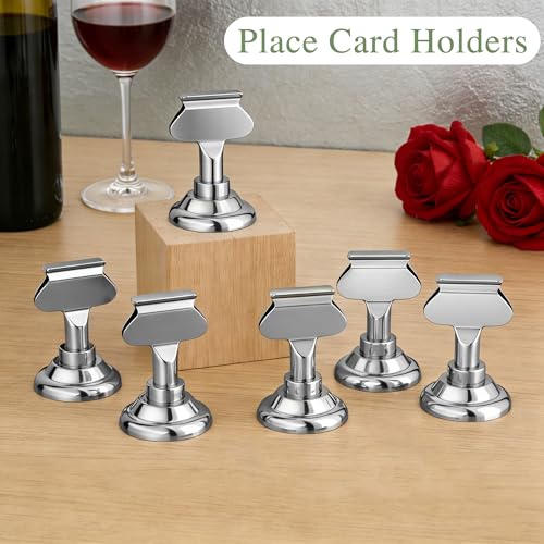 Urban Deco 16PK Table Number Holders Place Card Holders 1.7 Inch Table Card Holders Steel Card Holders for Photos, Food Signs, Memo Notes, Weddings, Restaurants, Birthdays(Silver) - color: Silver
