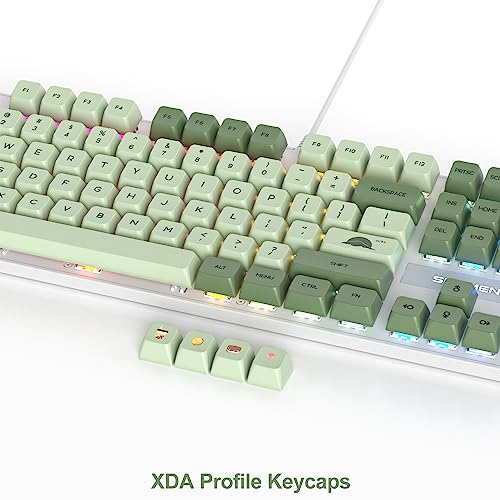 Fogruaden Mechanical Keyboard, Green Matcha, Wired USB 104 Key RGB Backlit Gaming Keyboard with Number Pad, Red Switches, NKRO for Windows Laptop PC Gamer - color: 104 Matcha/Red Switch