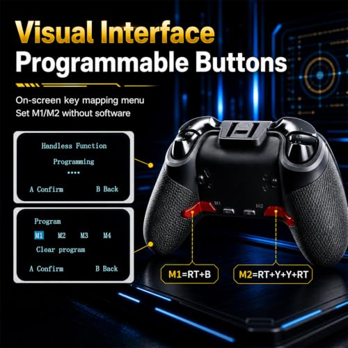 Morostron Wireless Controller for PC and Steam Games, Switch/Switch 2/iOS/Android Compatible, Interactive Screen, Hall Sticks, RGB, 1200mAh, Black - color: Black