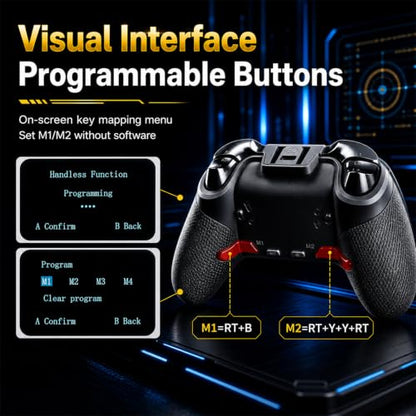 Morostron Wireless Controller for PC and Steam Games, Switch/Switch 2/iOS/Android Compatible, Interactive Screen, Hall Sticks, RGB, 1200mAh, Black - color: Black