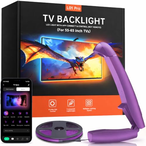 FFJ TV LED Backlight with Sensor, 14.7ft Cuttable RGB Lights that Change with TV for 55-65 Inch Screen and PC Monitor, Smart App Control, Game & Music Sync Color Changing Light - Dark Blue - color: Dark Blue, size: 14.7FT for 55''-65'' TV