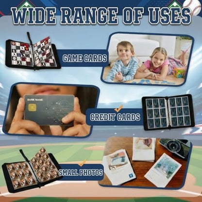 Trading Card Binder 9 Pocket, Black White Baseball Card Binder Holds 900 Cards with 50 Removable Sleeves, Waterproof PU Leather with Zipper Card Collector Album Book Compatible with TCG Cards - color: Black White Baseball