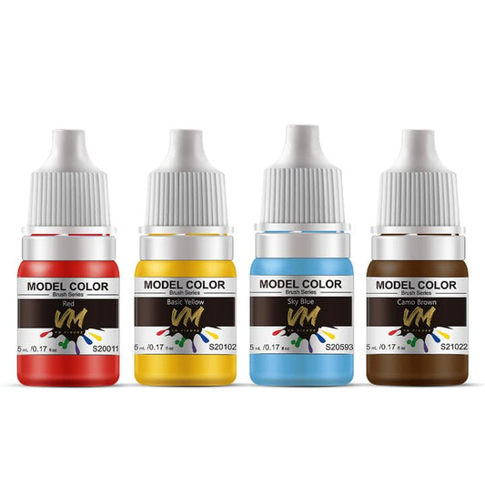 VM Miniature Paint Set, Eco-Friendly Pigments Basic Colors Acrylic Paint Set,Modeling Acrylic Paints For Resin,Metal and Plastic Models Brush Acrylic Colors 4 bottles x 5ml (Basic Color Set) - color: Basic Color 4pcs