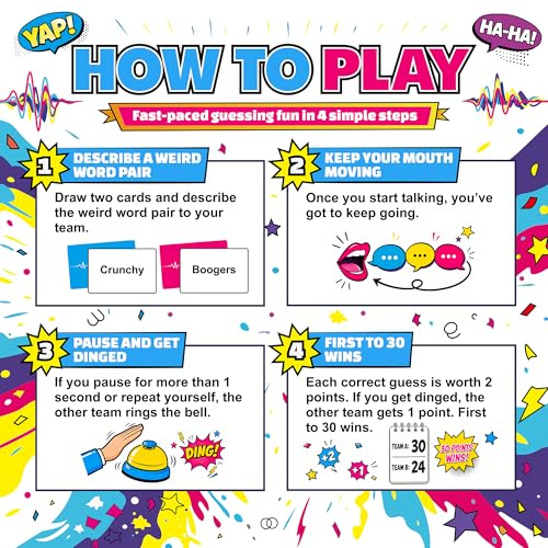 KAWAII KOI Never Stop Talking Word Guessing Card Game, Fast-Paced Party Card Set with Bell and Timer, Fun Team Activity for Family Night, Adults and Teens, Ages 14 Plus, 4 to 10 Players