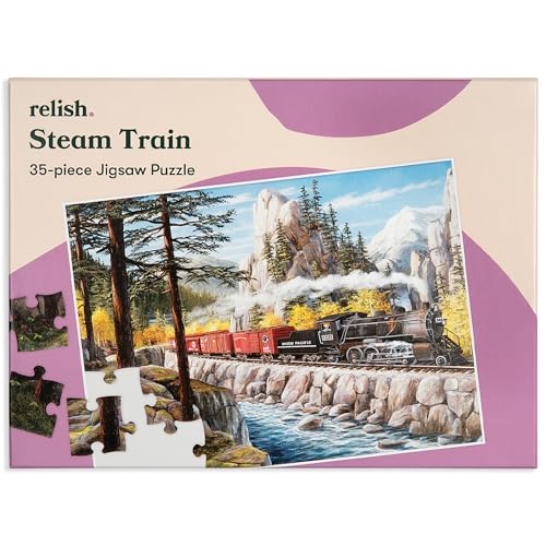 Relish Large Piece Puzzles for Seniors, 35 Piece Steam Train Jigsaw Puzzle, Dementia Products for Elderly - style: Steam Train