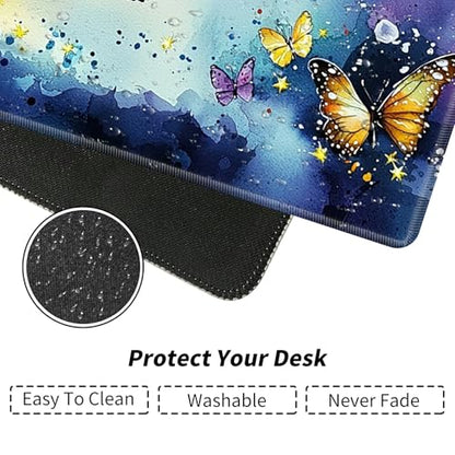Black Cat with Butterflies for MTG & TCG Playmat Mouse Pad,BFDHGQZC 24" x 14" Game Mat for MTG/RPG/CCG Trading Card Game Playmats Table Mat Perfect for Card Games Video Games Computer Office - color: Black Cat With Butterflies