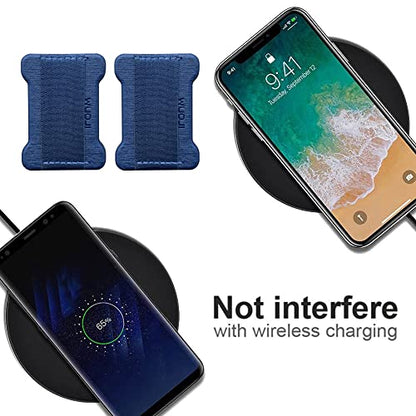 Universal Phone Grip for Smartphones - Phone Holder for Hand for Back of Phone - Wireless Charging Compatible (Black Blue) - 2Pack - color: Black Blue