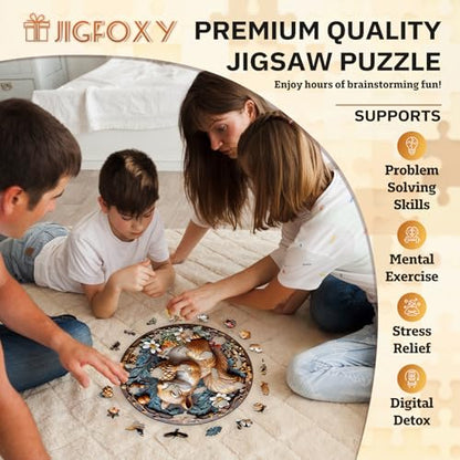 Jigfoxy Wooden Puzzles for Adults, Squirrel Wood Puzzles Adult, Unique Animal-Shaped Wooden Jigsaw Puzzles for Adults, Christmas Thanksgiving Gifts for Family and Friends (M-11.4 * 11.4in-200pcs) - size: Medium
