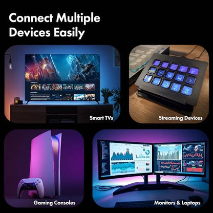 LED HDMI Cable V2.1 with Ethernet,8k@60Hz,4K@120Hz UHD Resolution,3.3 Feet Braided, 48 Gbps Transfer Ultra high Speed,HDR/HDR10/Dolby Vision,Dolby Atmos and DTS:X,Compatible with HDMI Devices - color: Black, size: 3.3 Feet