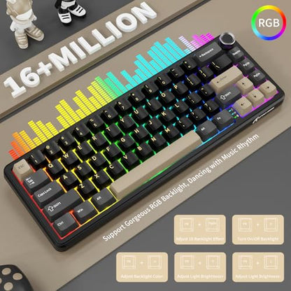 ATTACK SHARK X66 Wireless 60% RGB Mechanical Gaming Keyboard-Star Black | Volume Knob,Tri Mode-USB-C Wired/BT5.0/2.4Ghz,Gasket Mount,PBT Keycap,Hot Swappable Strawberry Switch,TKL,NKRO for PC Win Mac - color: Star Black