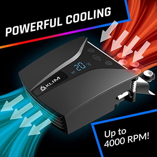 KLIM Tempest Laptop Cooler with Vacuum Fan - New - Gaming Laptop Fan with Display - Temperature Detection + Automatic/Manual Mode - 4000 RPM - Portable - Compatible with Laptop Cooling Pads | Automatic Temperature Detection, Thirteen Speed Levels, Accesso