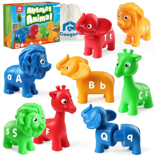Coogam ABC Letters Matching Game, 26PCS Alphabet Fine Motor Skill Color Shape Recoginition Preschool Educational Montessori Learning Toys for 2 3 4 Years Old Toddlers - style: animal alphabet