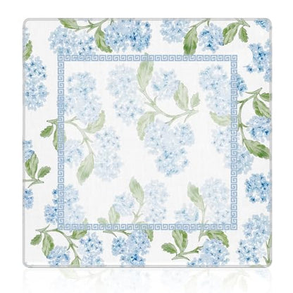 Blue Hydrangea Floral Mahjong Mat 31.5"x31.5", Grandmillennial Blue Flower Non-Slip Noise Reduction Gaming Mat for American Mahjong Poker Card Board Games Dominoes - color: Blue Hydrangea