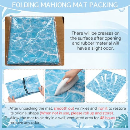 Drydiet Mahjong Mat for Table 31.5 x 31.5 Inch American Mahjong Mat with Carrying Bag, Non-Slip Noise Reduction Table Item for Family Poker Domino Board Game Night & Party Use(Pool Themed) - style: Pool Themed